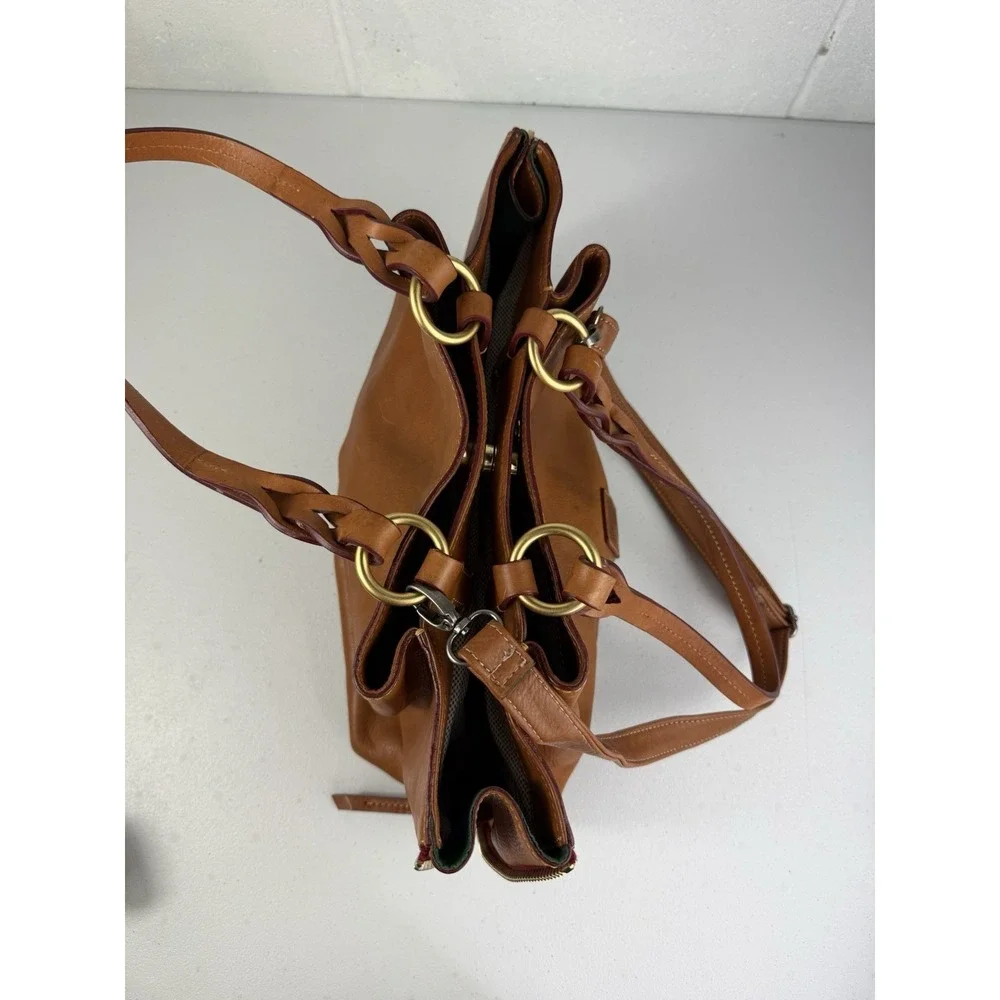 Dooney Bourke Florentine Leather Large Zip Barlow Satchel Handbag Purse Natural